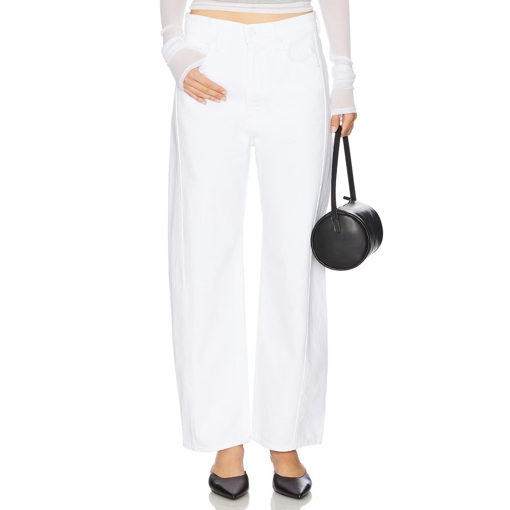 MOTHER The Full-Pipe Ankle Size 27 White Picket Fence Wide Leg Jeans